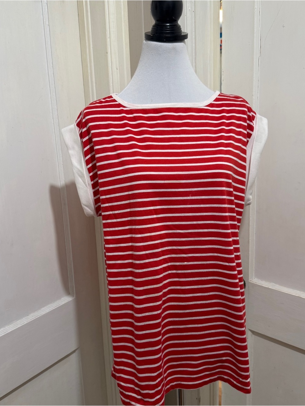 Vintage Red and White Striped Sleeveless Top Queen Bee
